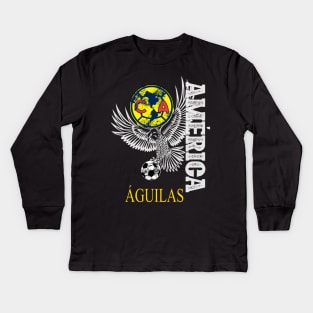 Aguilas del america escudo logo diseño estilo desgastado Kids Long Sleeve T-Shirt